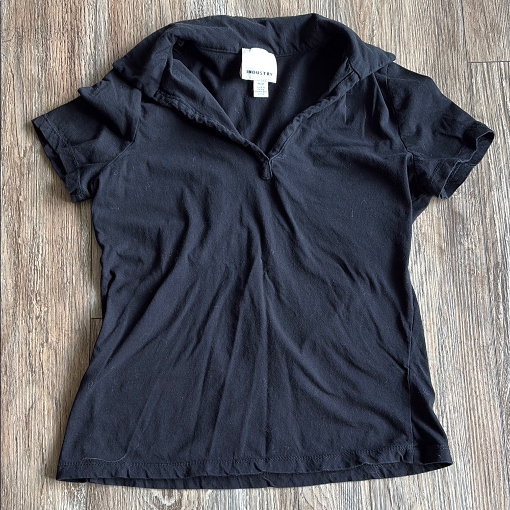 Black Fitted Polo T-Shirt Short Sleeve